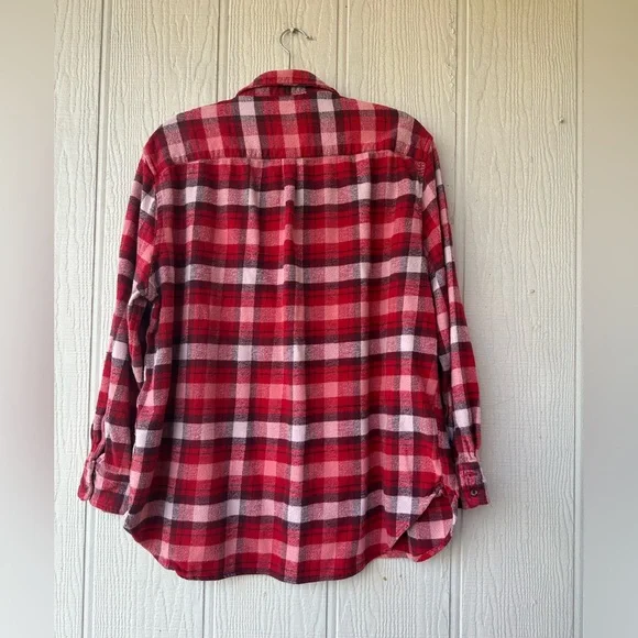 Aerie Plaid Red Oversized Flannel Shirt - Picture 4 of 9